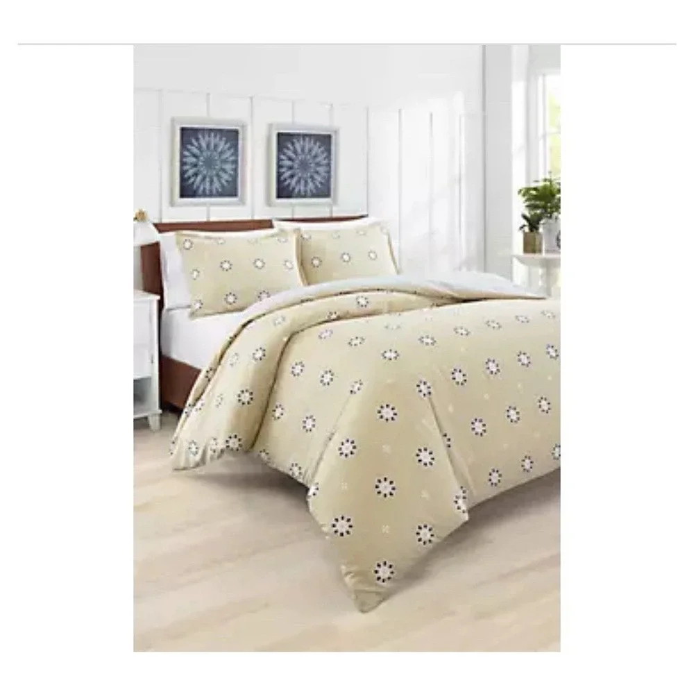 Poppy & Fritz Darcy Eyelet Yellow Navy‎ Striped King Duvet & Sham Set New